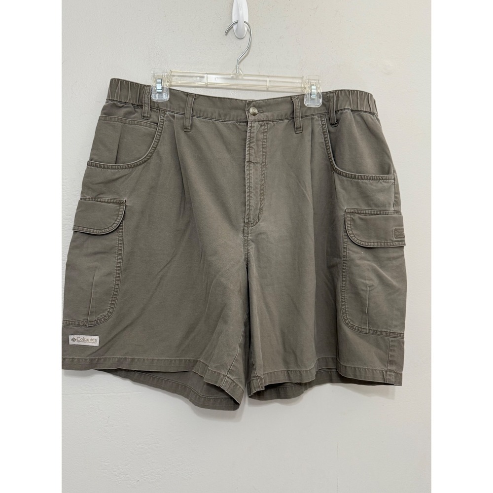 Columbia Mens Cargo Shorts Taupe Khaki  Elastic Waist Hiking Outdoor 40‎ Dad